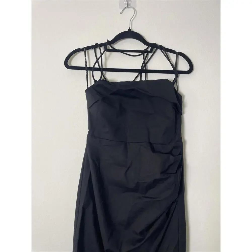 Revolve SHONA JOY Lani Draped Cross Back Midi Dress black size 6 NWT $360 msrp - Picture 6 of 8